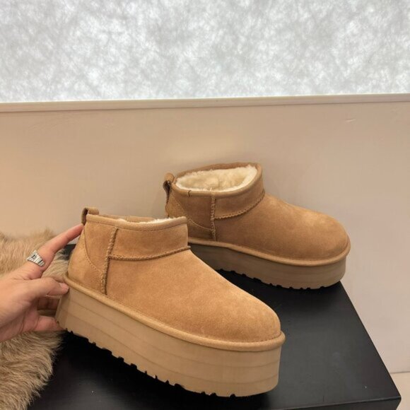 UGG Womens classic ultra mini platform boots Chestnut - Picture 3 of 7